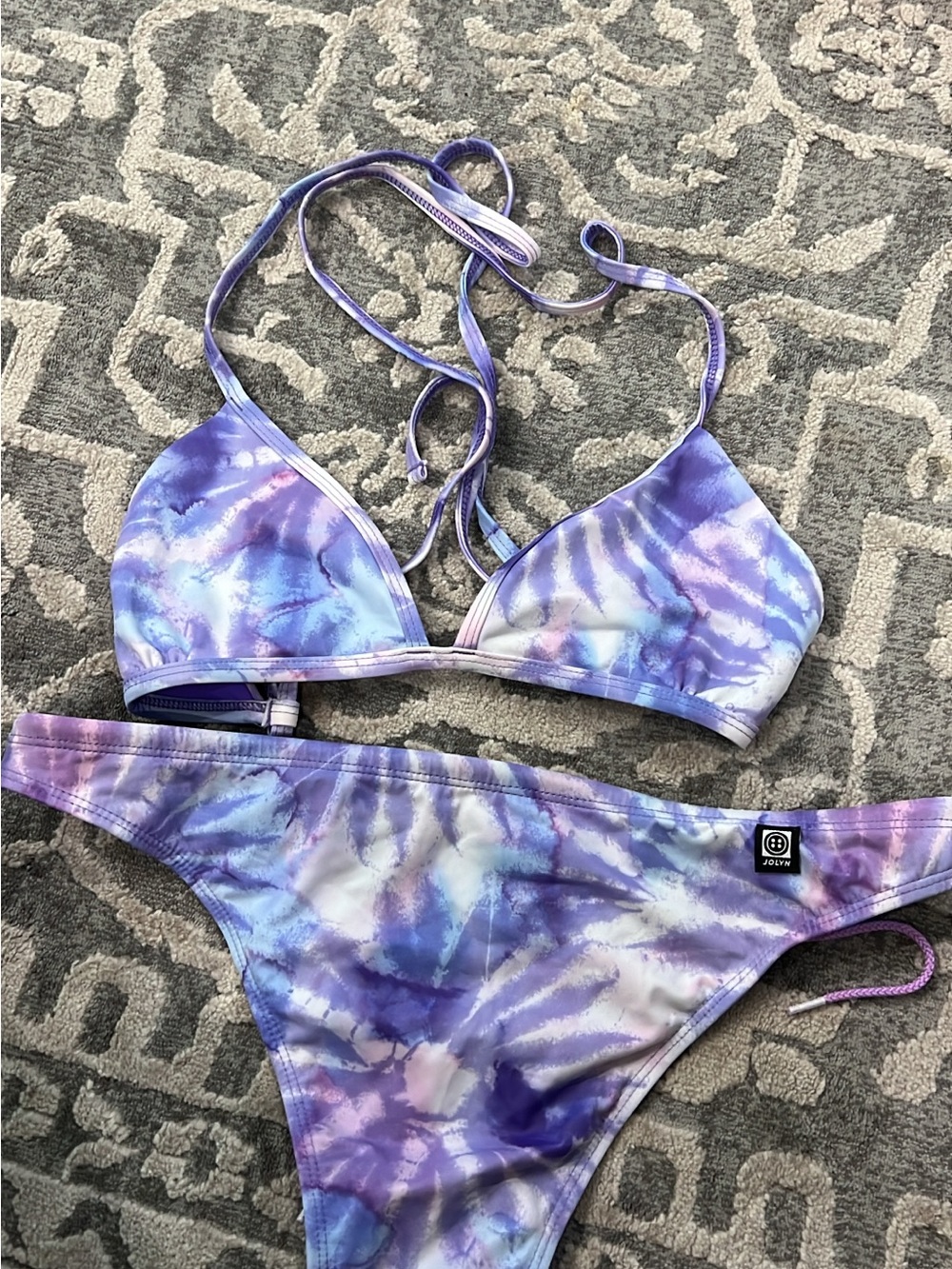 Jolyn Clothing Lavender & Lilac Tie-Dye Bikini Set